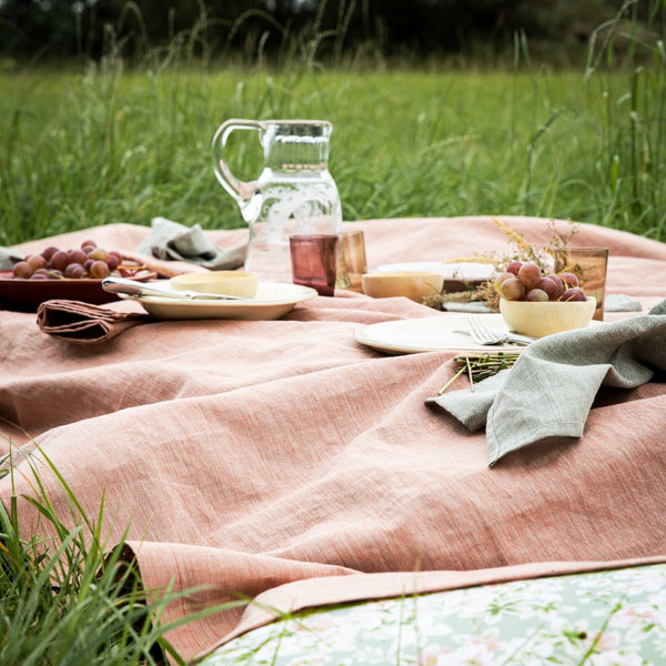 'Chambray' Tablecloth in Capucine-Red Linen by Alexandre Turpault