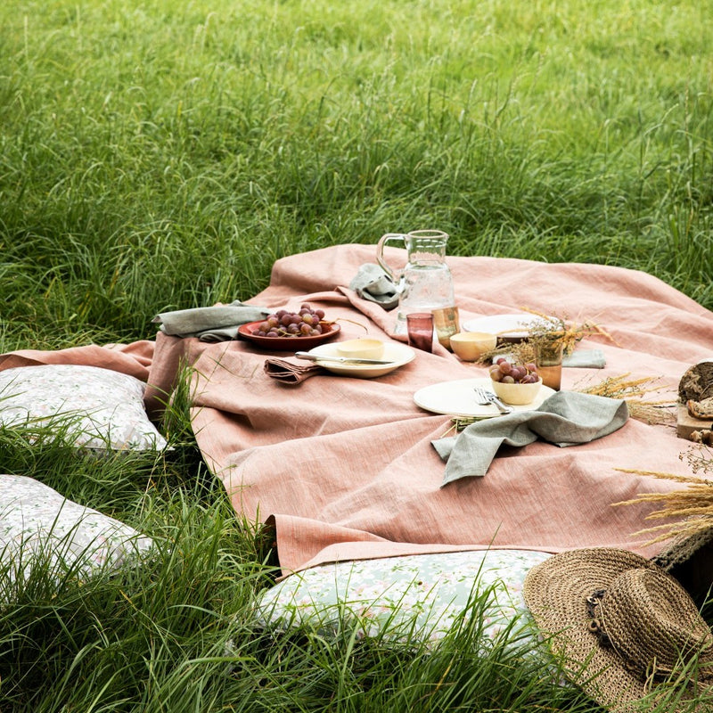 'Chambray' Tablecloth in Capucine-Red Linen by Alexandre Turpault