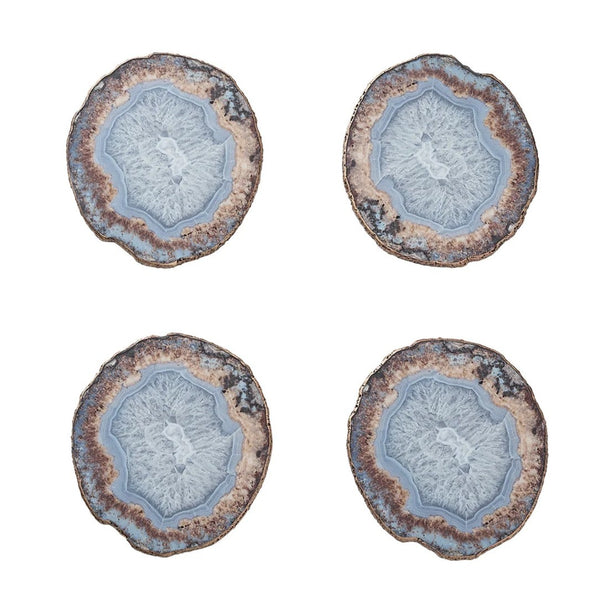 Strata Drink Coasters in beige, taupe, and gray with layered design by Kim Seybert.
