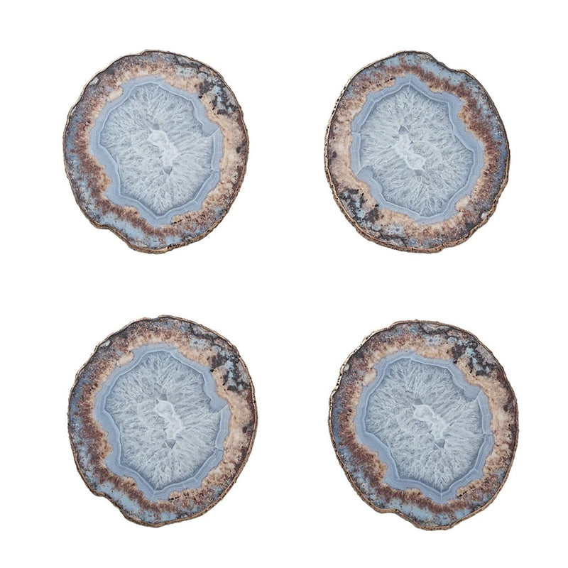 Strata Drink Coasters in beige, taupe, and gray with layered design by Kim Seybert.