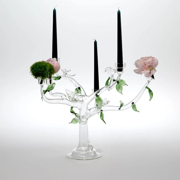 'Eden' Handmade Glass Tree Candle Holder 6 Arms by Casa Rialto | Large