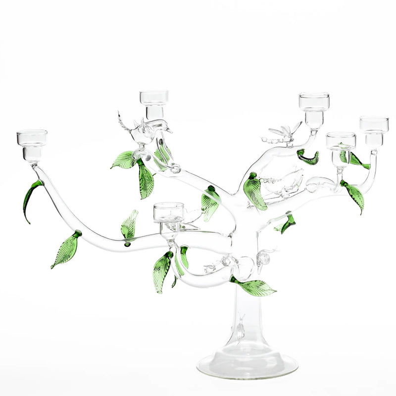 'Eden' Handmade Glass Tree Candle Holder 6 Arms by Casa Rialto | Large