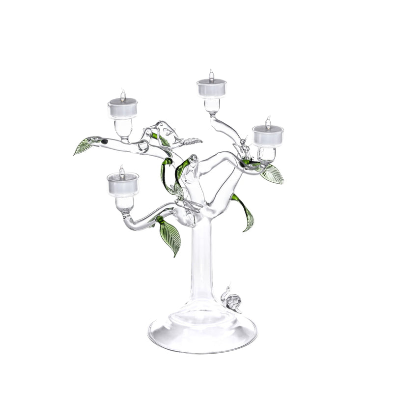 'Eden' Handmade Glass Tree Candle Holder 4 Arms by Casa Rialto | Medium