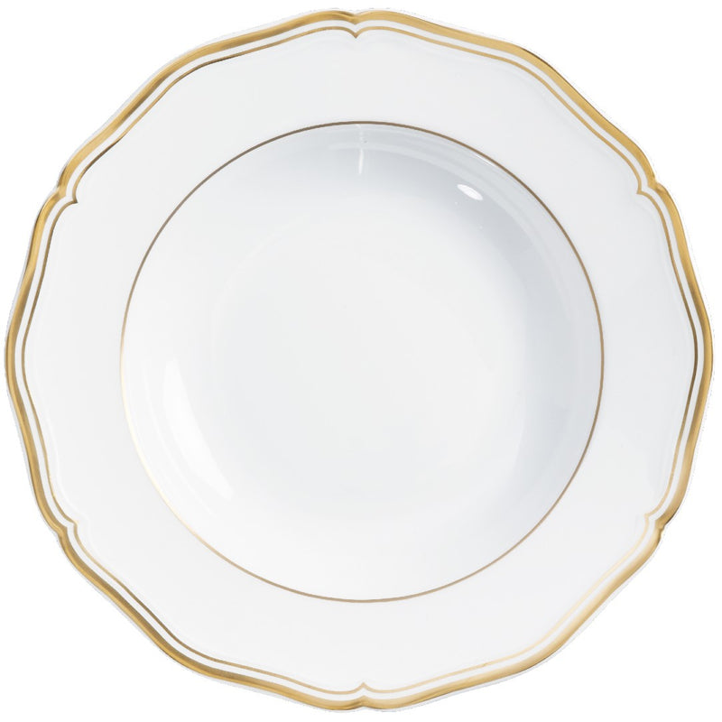 Soup & Pasta Plate - Mazurka White & Gold