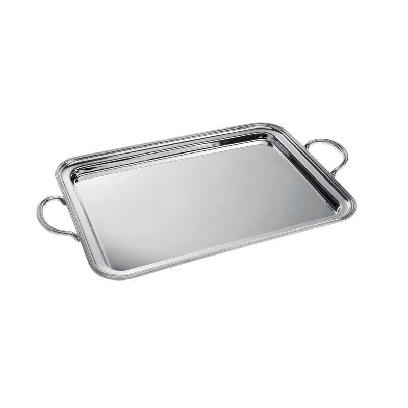 Rectangular Rencontre Silver-Plated Service Tray with Handles Small by Ercuis