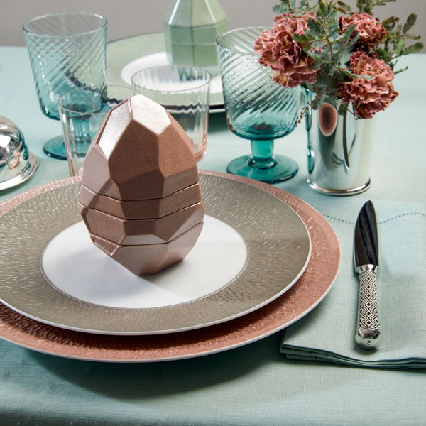 Arlequin Noir dinner knife by Ercuis, silver plated styled with Mineral dinnerware.