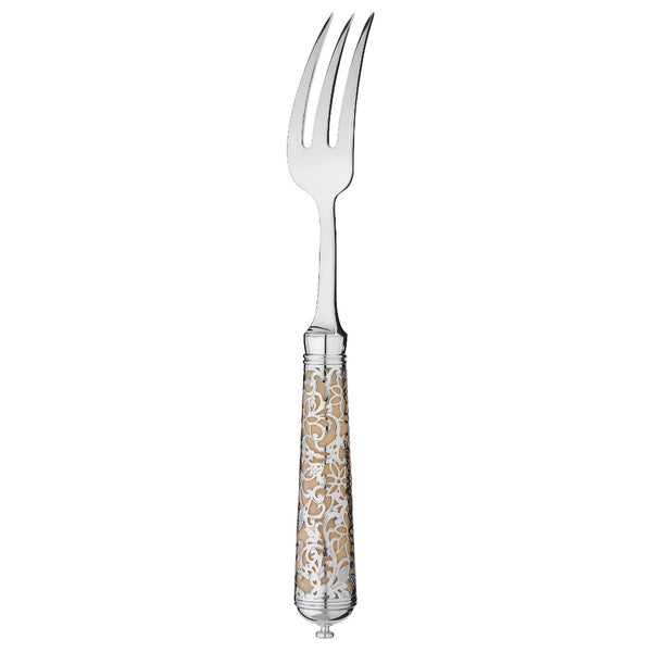 Fine dining fork featuring silver arabesque grid from L'insolent collection by Ercuis.