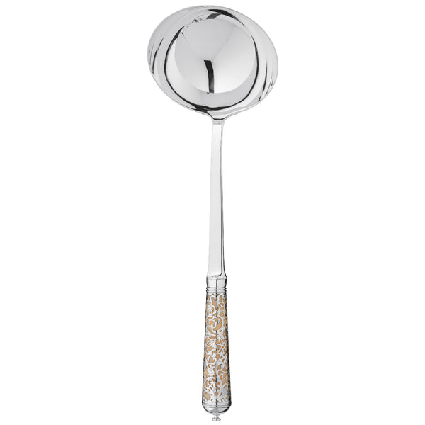 Luxury Ercuis sterling silver soup ladle with refined silhouette and elegant finish.