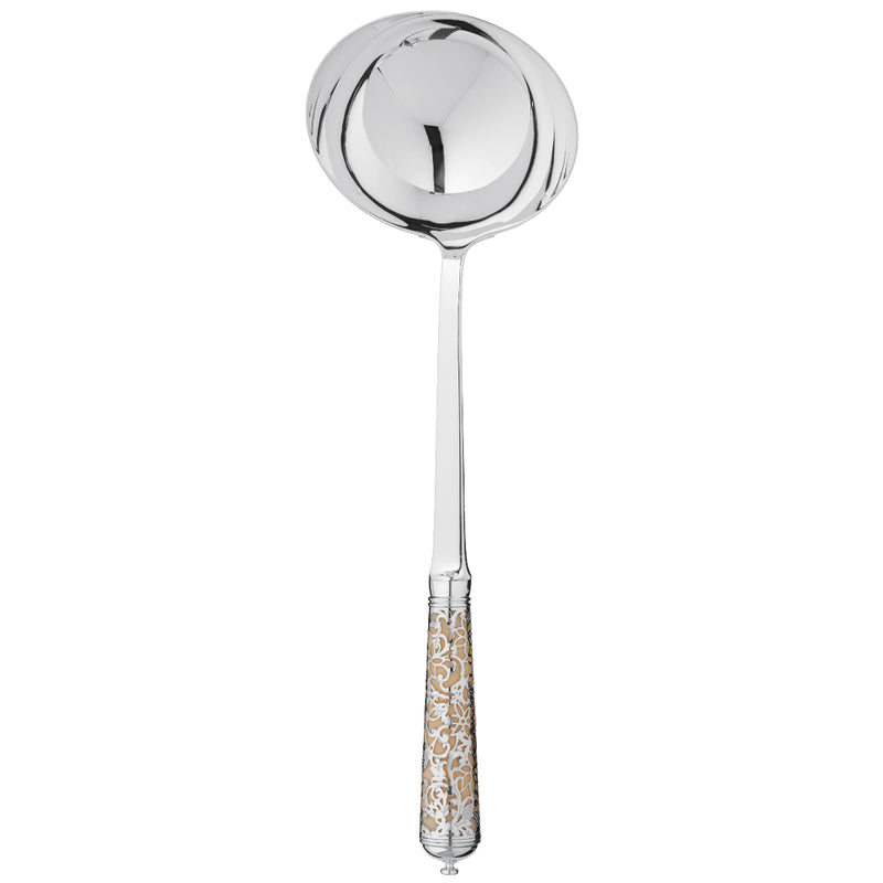Luxury Ercuis sterling silver soup ladle with refined silhouette and elegant finish.