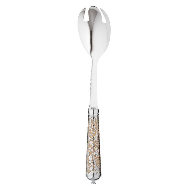 L’Insolent Ivory salad serving fork fully in sterling silver with arabesque handle.