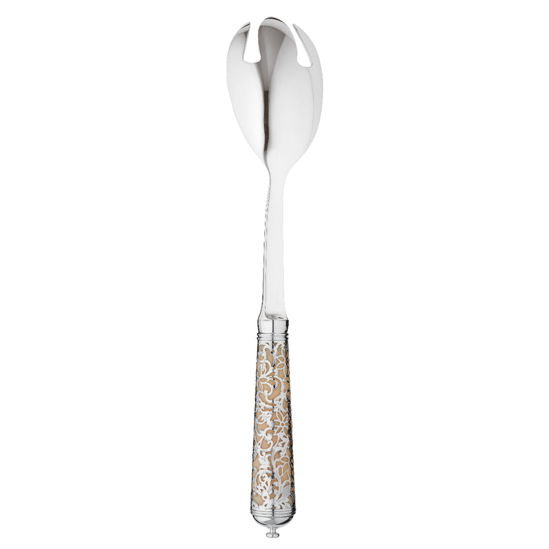 L’Insolent Ivory salad serving fork fully in sterling silver with arabesque handle.