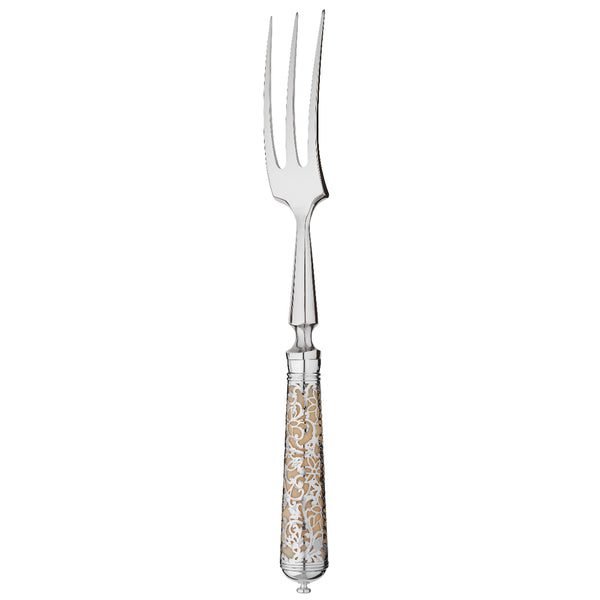 L’Insolent Ivory carving fork fully in sterling silver with arabesque handle.