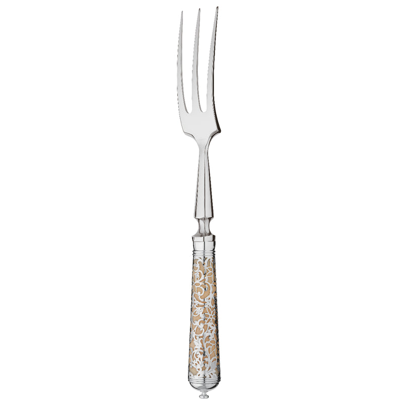 L’Insolent Ivory carving fork fully in sterling silver with arabesque handle.