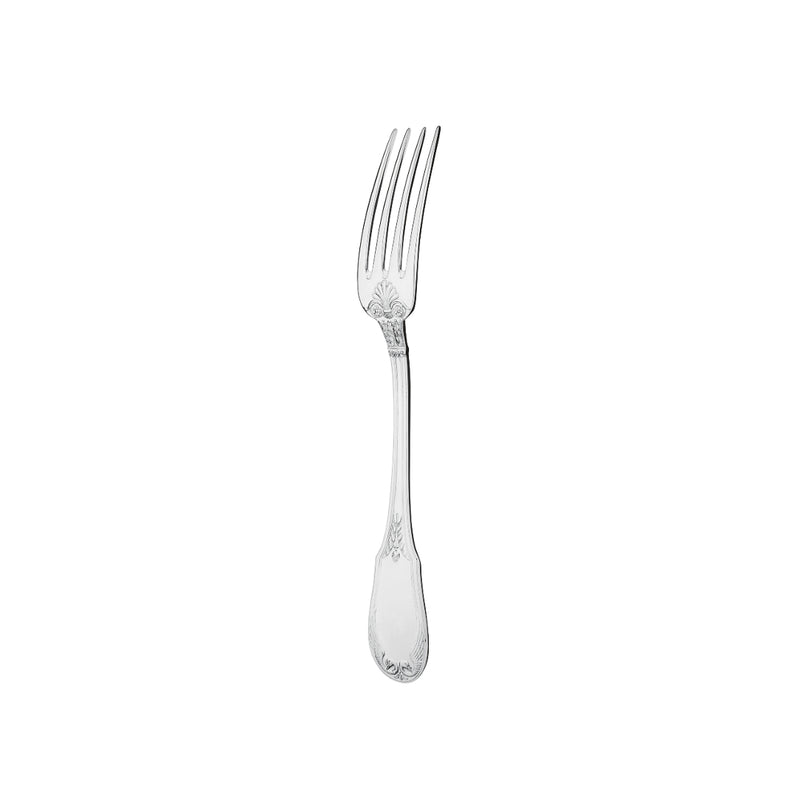 Ercuis Empire sterling silver dessert fork with engraved handle.