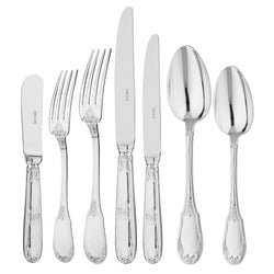 Ercuis Empire 84-piece sterling silver cutlery set with elegant detailing.