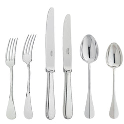 36-piece silver-plated Baguette cutlery set by Ercuis with curved shapes and elegant handles.