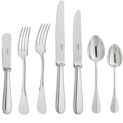 84-piece silver-plated Baguette cutlery set by Ercuis with table, dessert, and butter knives.