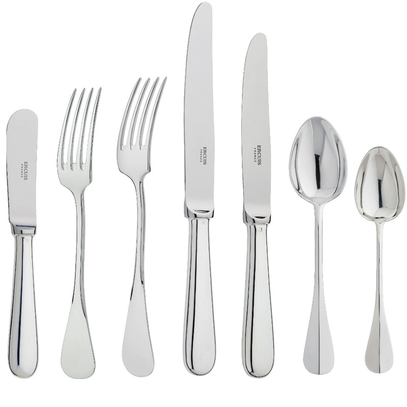 84-piece silver-plated Baguette cutlery set by Ercuis with table, dessert, and butter knives.