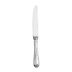 Du Barry silver-plated dessert knife with slim polished blade and floral handle in Louis XV aesthetic by Ercuis.