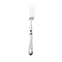 Silver-plated Du Barry carving fork by Ercuis with long two-prong design and ornate handle.