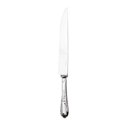 Silver-plated Du Barry carving knife with long sharp blade and Louis XV-inspired ornate handle.