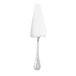 Silver-plated Du Barry pie server with flat triangular blade and Louis XV-inspired ornate handle.