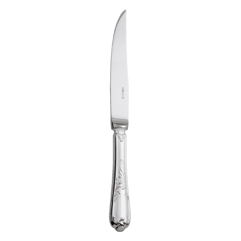 Du Barry silver-plated steak blade dinner knife with Louis XV inspired detailing by Ercuis.