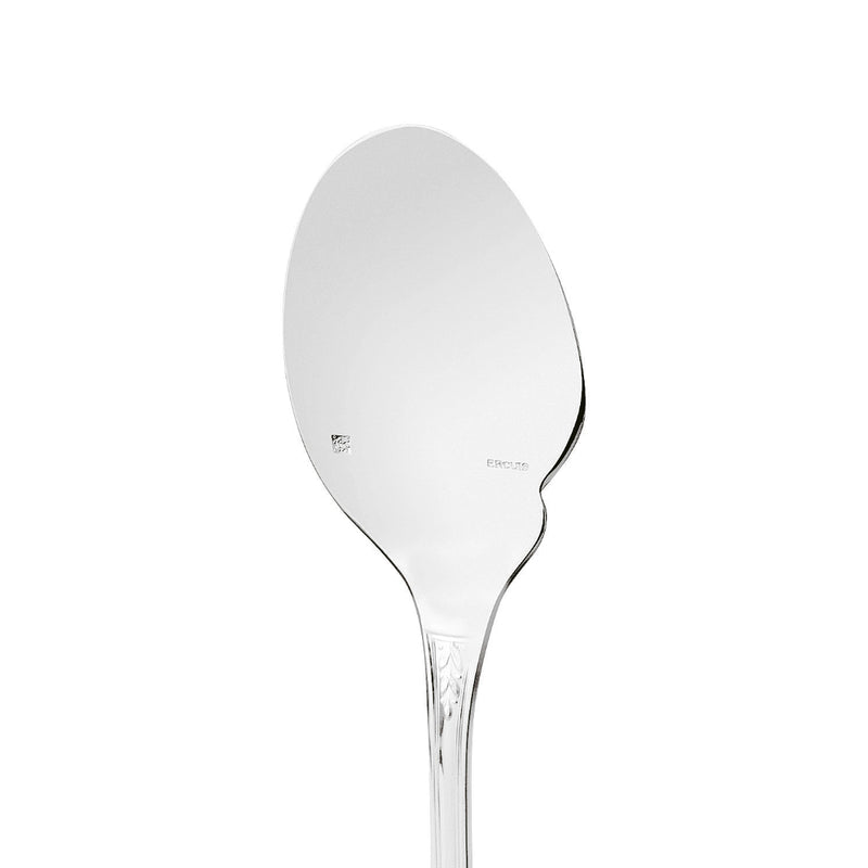 Individual gravy spoon Lauriers silver plated with rounded bowl having a notch on the side.