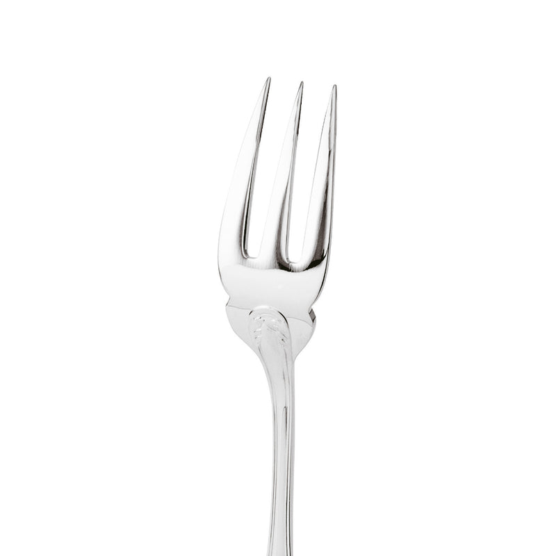 Lauriers Fish Fork silver plated close-up wide tines.
