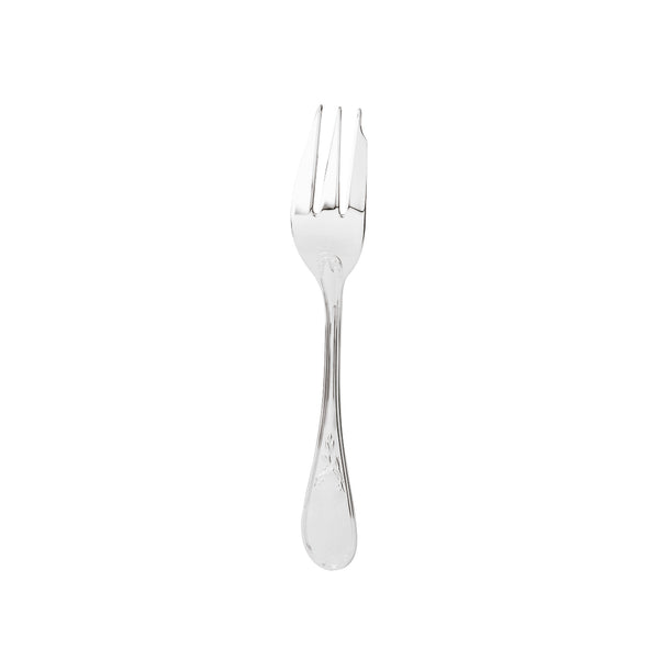 Pastry fork Lauriers silver plated with laurel motif handle.