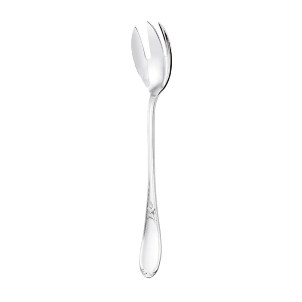 Salad serving fork Lauriers silver plated with laurel motif handle.