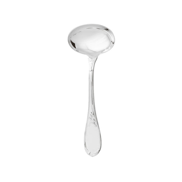 Gravy ladle silver plated with deep bowl and laurel motif handle