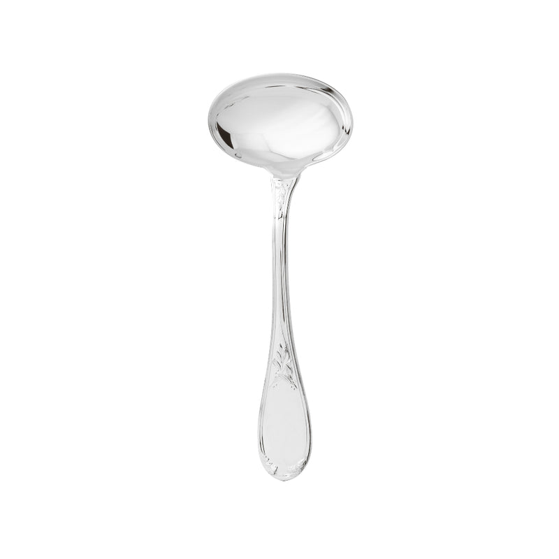 Gravy ladle silver plated with deep bowl and laurel motif handle
