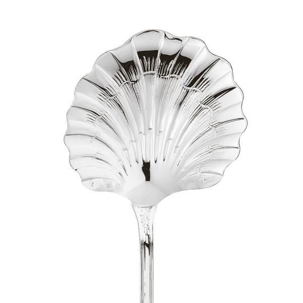 Strawberry ladle silver plated with shell shaped bowl and laurel motif handle