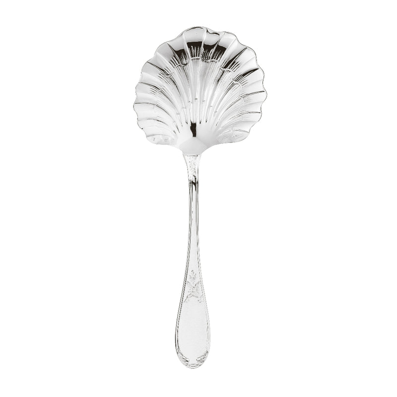 Strawberry ladle silver plated with shallow bowl and laurel motif handle