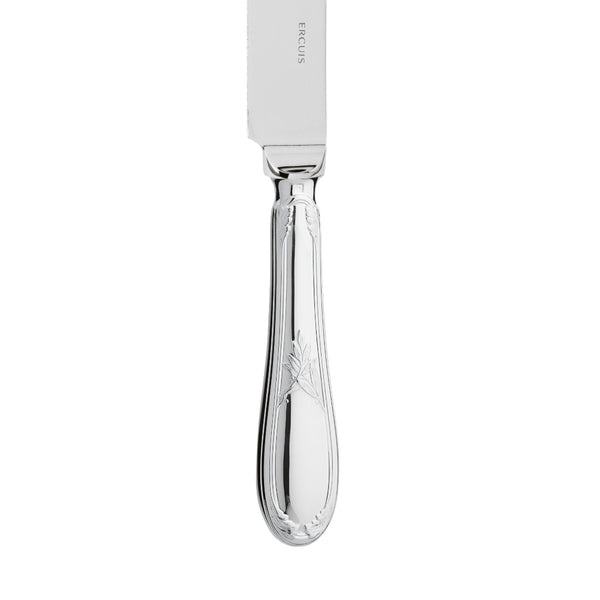 Pie Knife Lauriers Silver Plated with laurel motif handle by Ercuis, close-up on its handle.