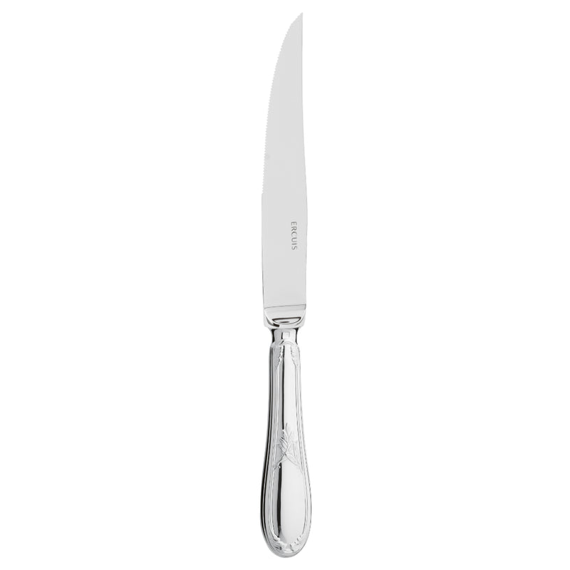 Lauriers Steak Knife silver plated with serrated blade and laurel detailing
