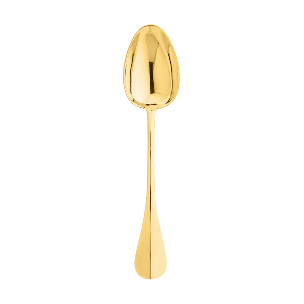 Dessert spoon Baguette gold-plated by Ercuis with polished golden finish and classic curved handle.