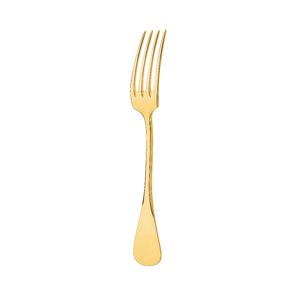 Dessert fork Baguette gold-plated by Ercuis, refined French flatware for sophisticated dining.