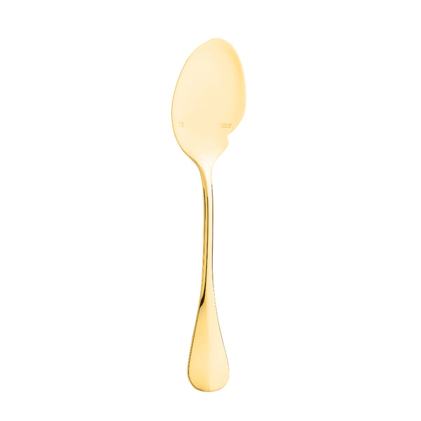 Individual gravy spoon Baguette gold-plated by Ercuis with polished golden finish and curved handle.
