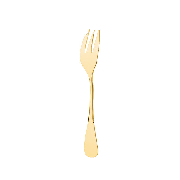 Pastry fork Baguette gold-plated by Ercuis, elegant dessert utensil with sleek golden design.