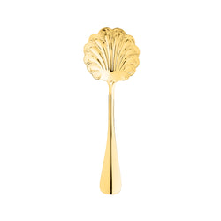 Sugar Spoon Baguette gold-plated by Ercuis, elegant shell design and polished handle.