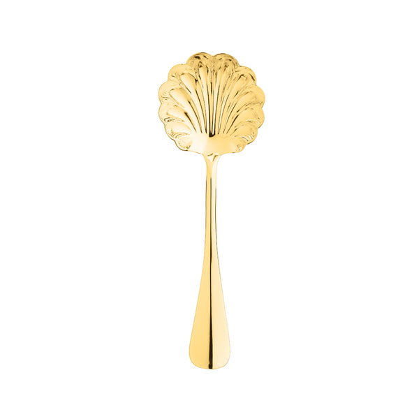 Sugar Spoon Baguette gold-plated by Ercuis, elegant shell design and polished handle.