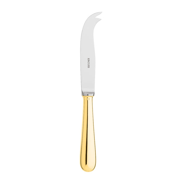 Cheese Knife 2 Prongs Baguette gold-plated by Ercuis, elegant French design for serving cheese.