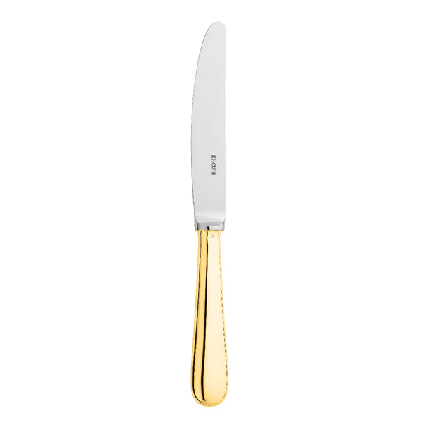 Ercuis Baguette gold-plated place knife with polished blade and luminous gold handle.