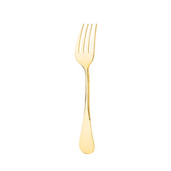 Individual salad fork Baguette gold-plated by Ercuis with polished golden finish and classic handle.