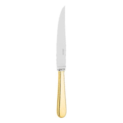 Steak blade dinner knife Baguette gold-plated by Ercuis with serrated blade and polished handle.