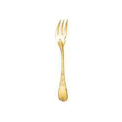 Du Barry fish fork by Ercuis, silver-plated with gilded Rocaille floral handle.