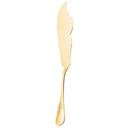 Ercuis Du Barry fish serving knife with curved blade and ornate gilded handle.