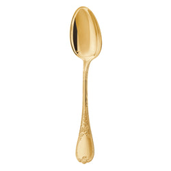 Du Barry dinner spoon by Ercuis, silver-plated with gilded floral Rocaille decoration.